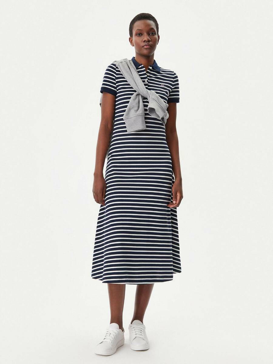 detail Tommy Jeans dámske pruhované polo šaty