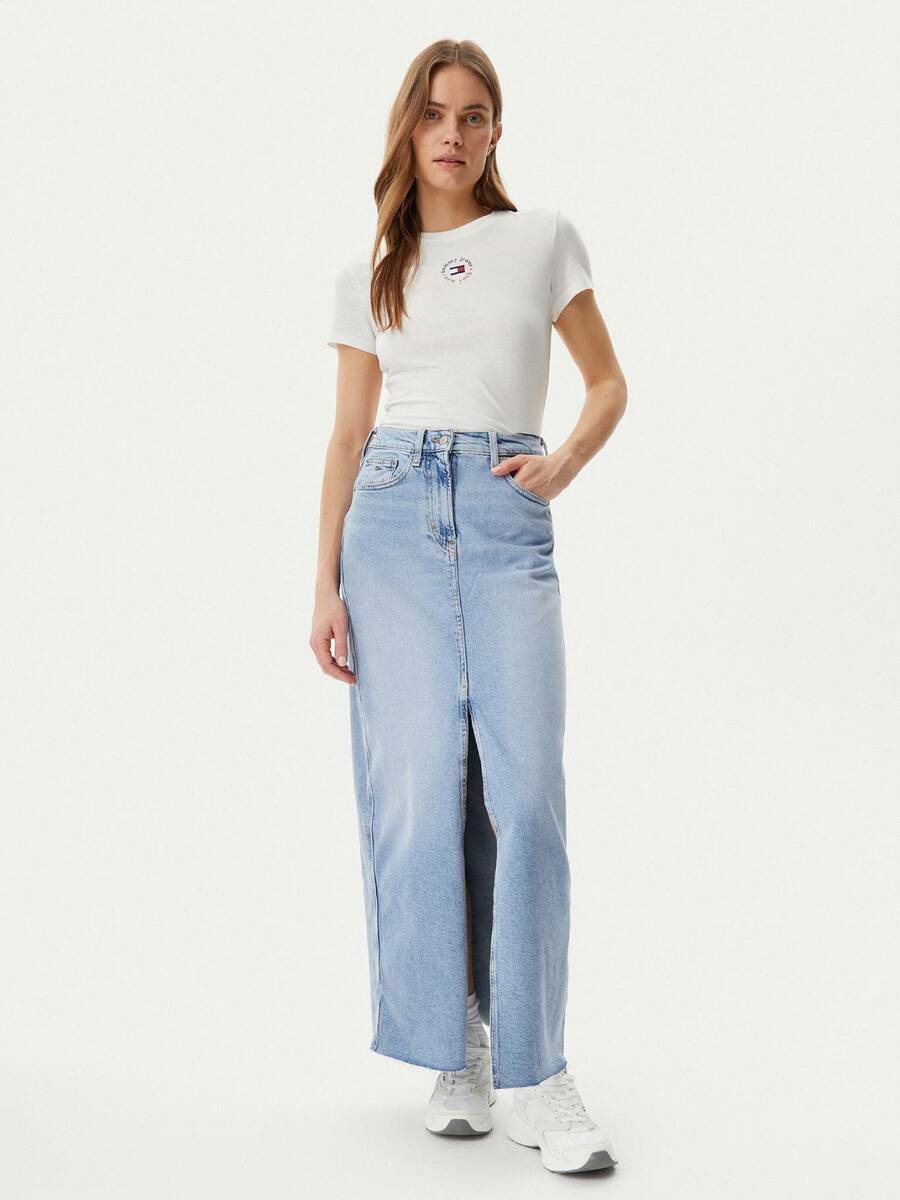 detail Tommy Jeans dámska džínsová sukňa