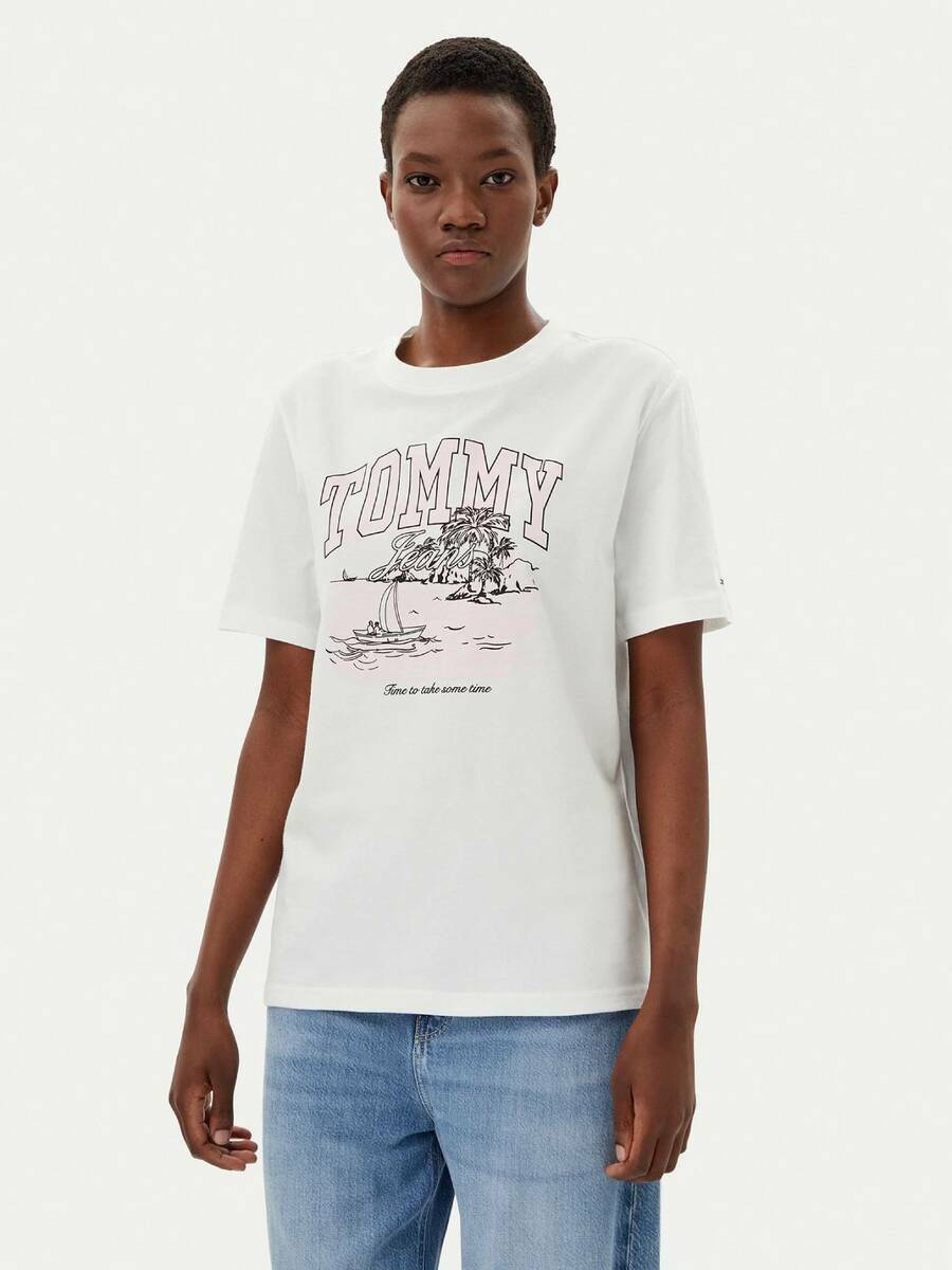 detail Tommy Jeans dámske biele tričko