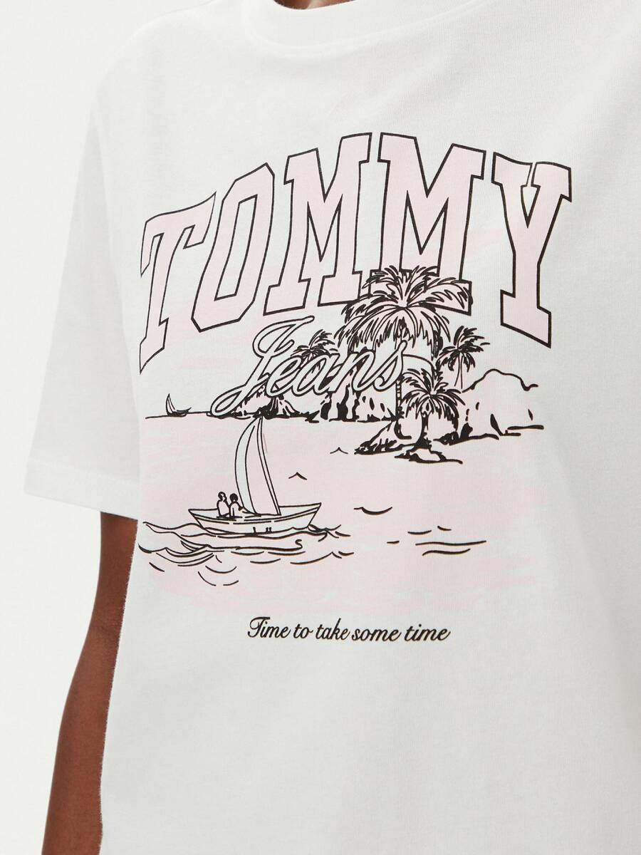 detail Tommy Jeans dámske biele tričko