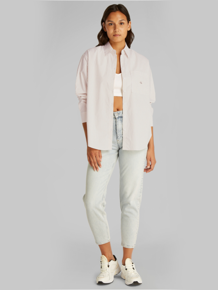 detail Calvin Klein dámska pruhovaná košeľa