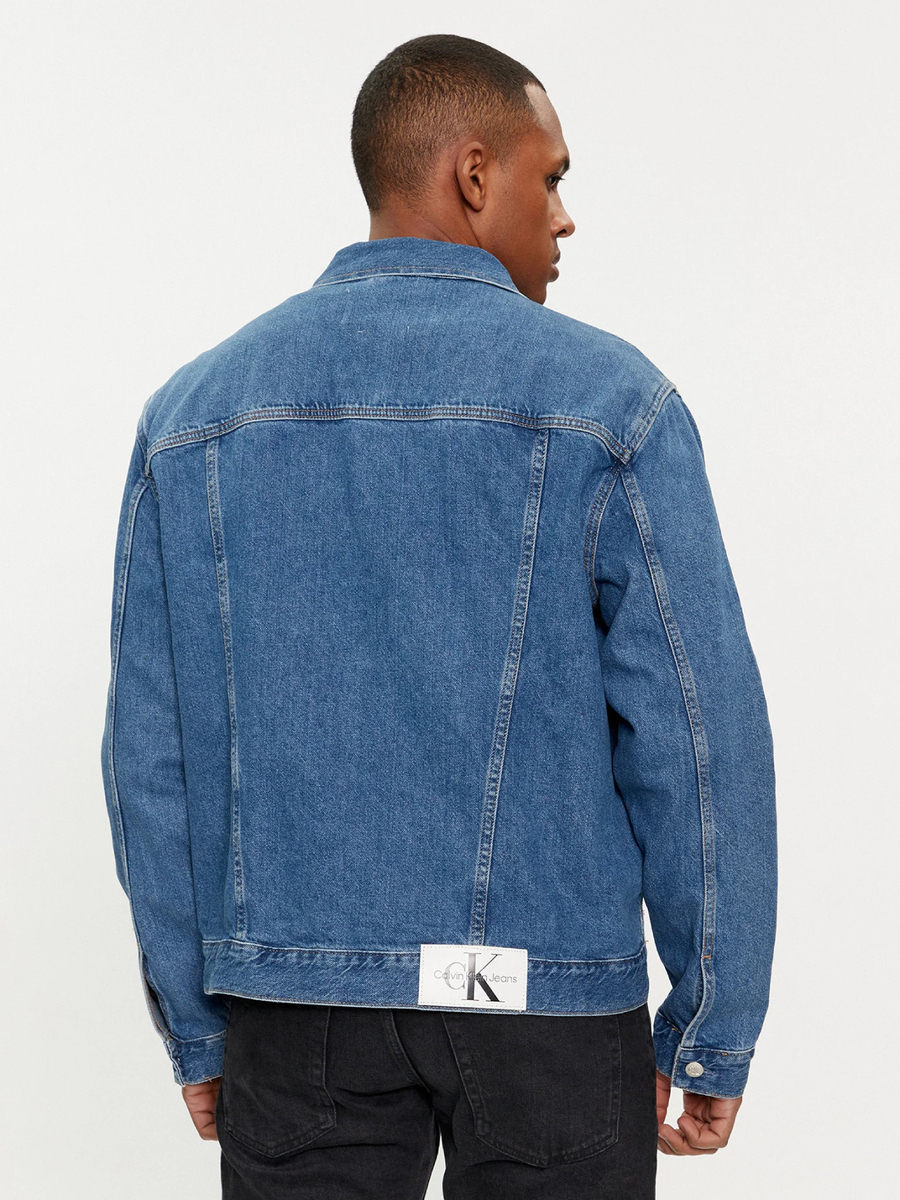 detail Calvin Klein pánska modrá džínsová bunda
