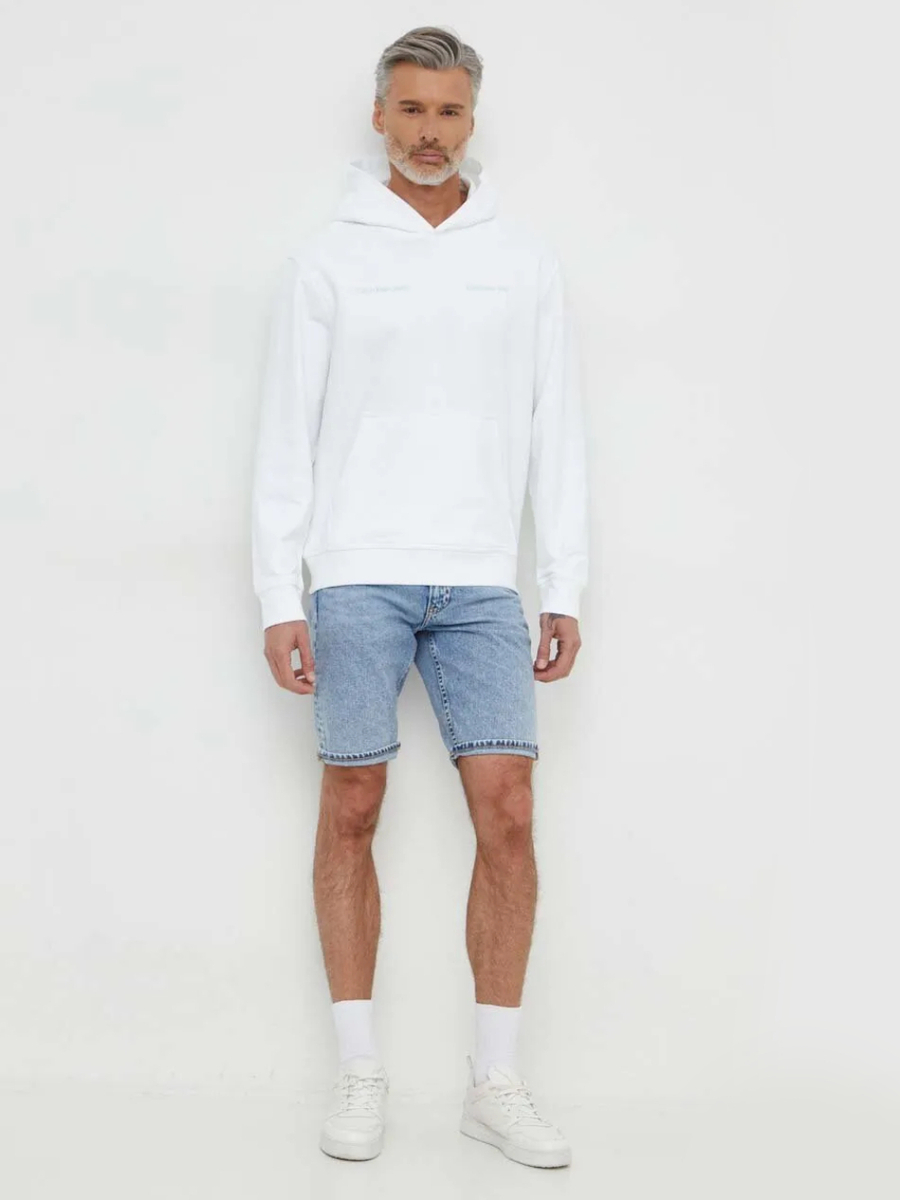 detail Calvin Klein pánske modré džínsové šortky