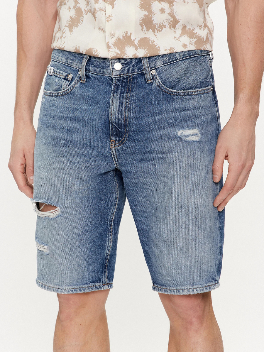 detail Calvin Klein pánske modré džínsové šortky