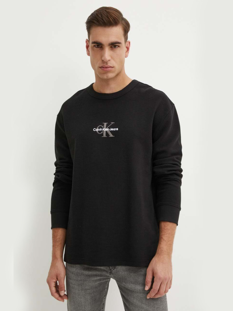 detail Calvin Klein pánska čierna mikina