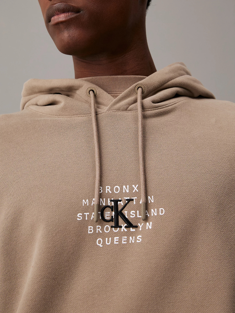 detail Calvin Klein pánska hnedá mikina