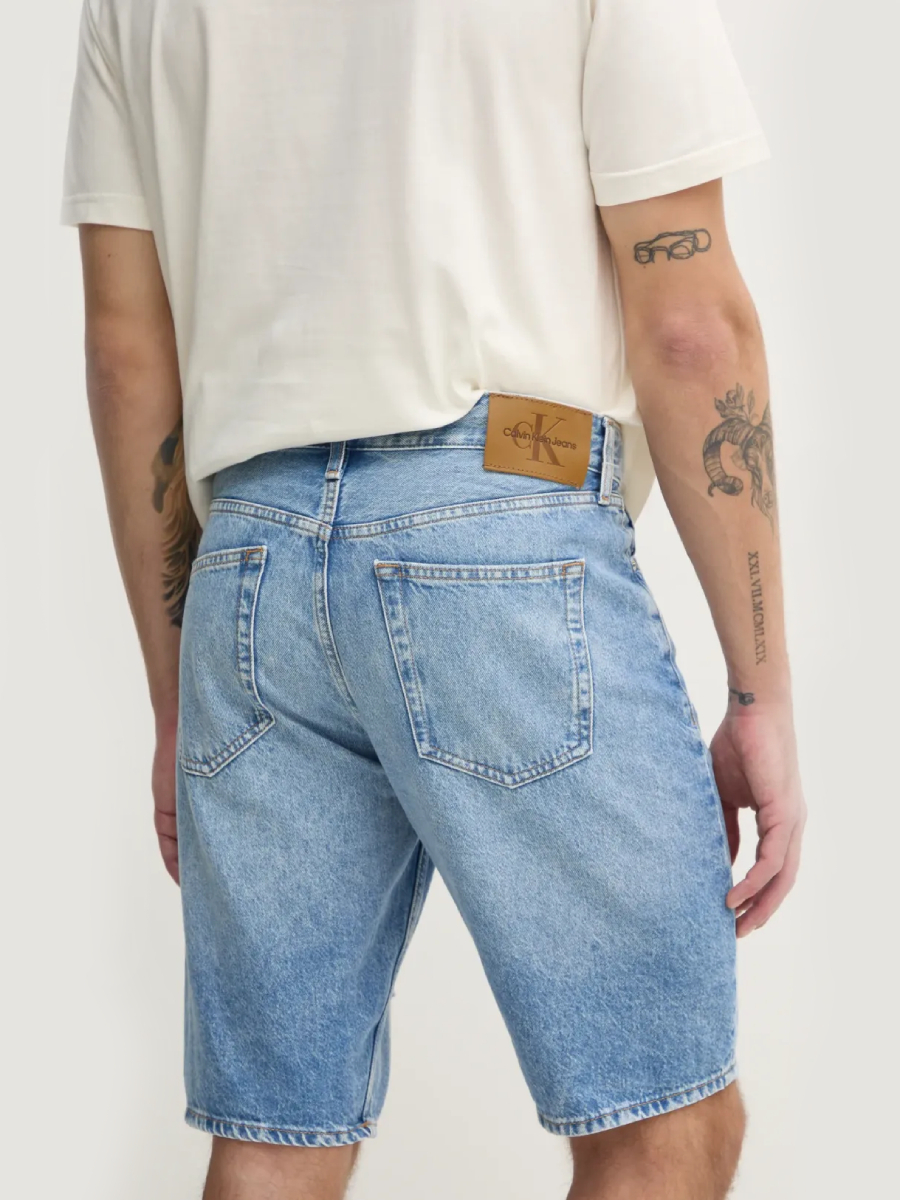 detail Calvin Klein pánske modré džínsové šortky