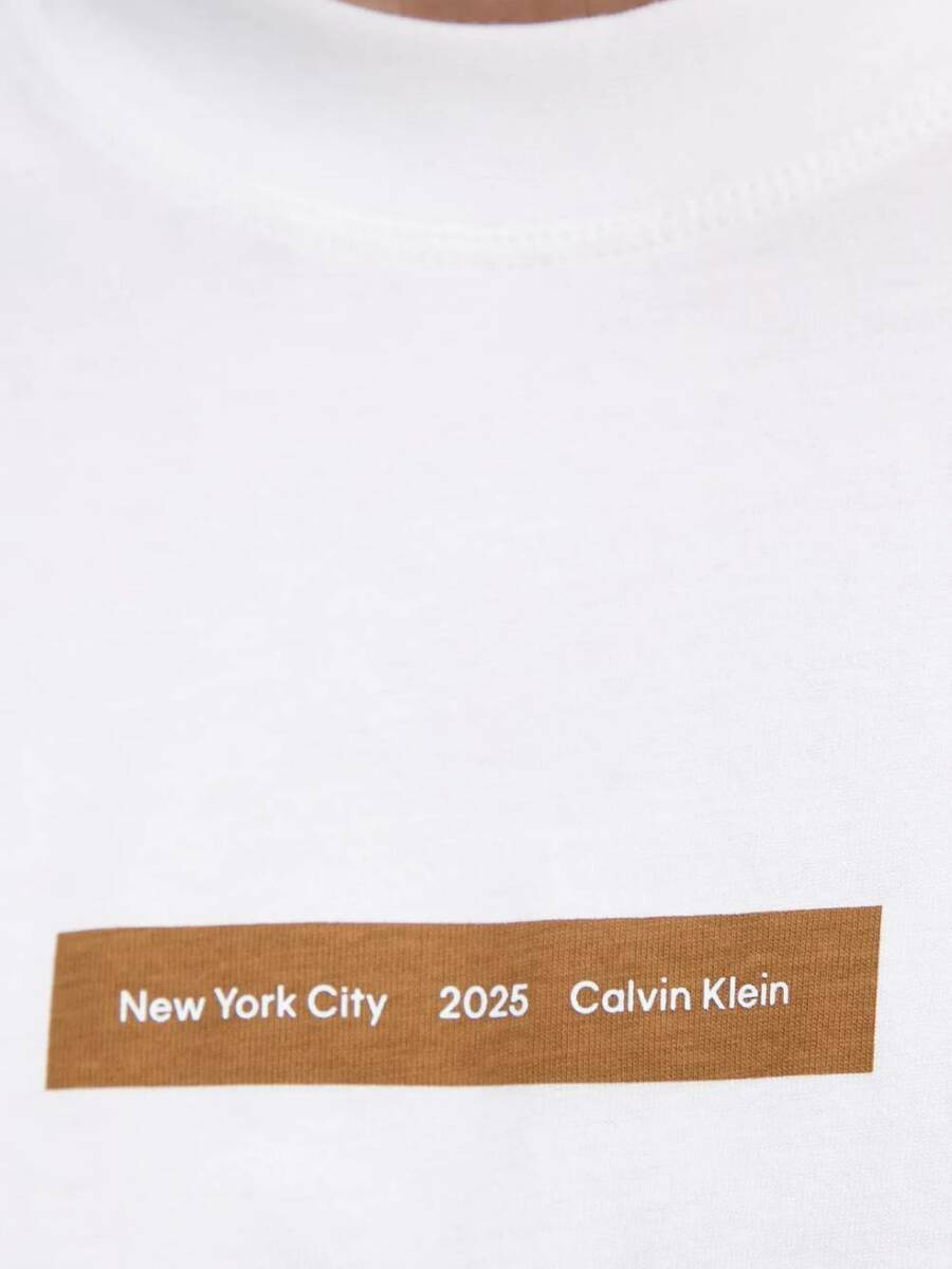 detail Calvin Klein pánske biele tričko 