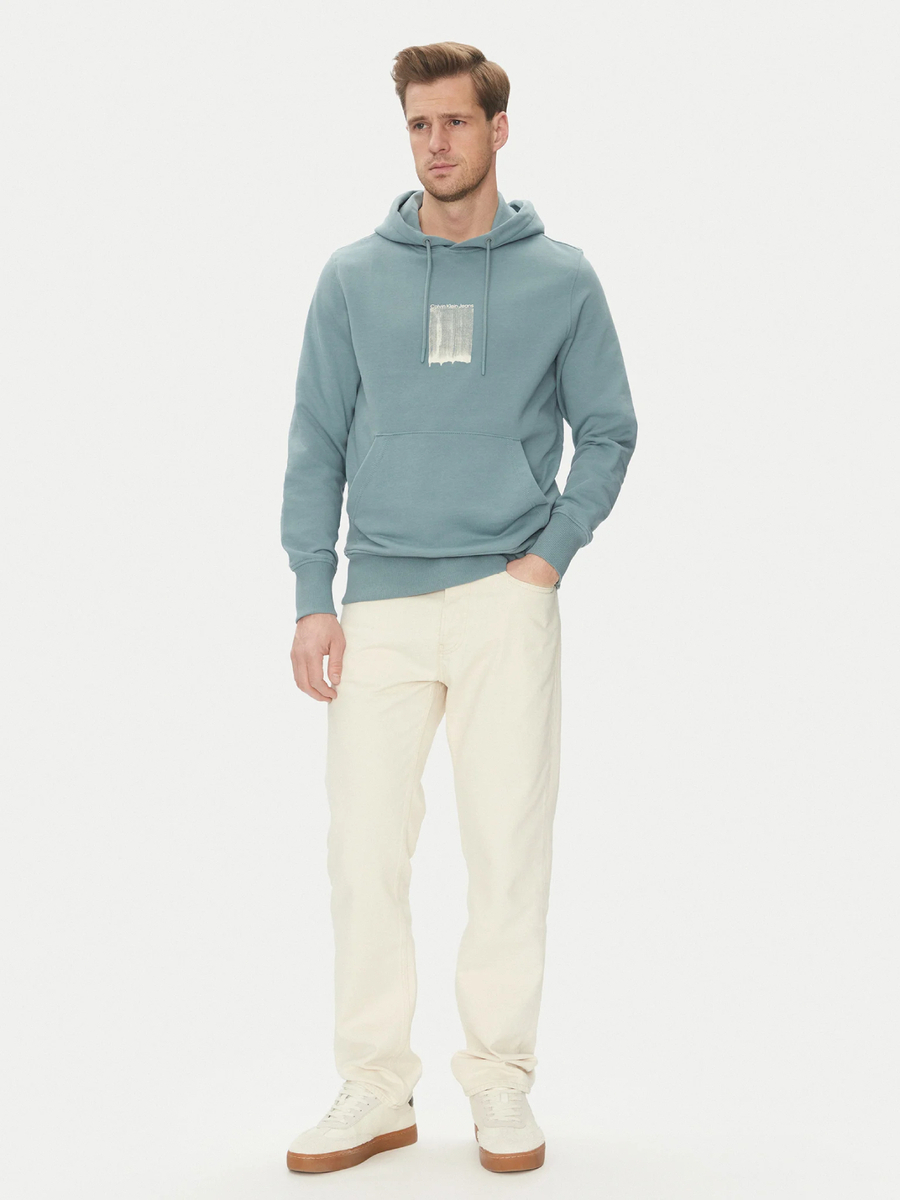 detail Calvin Klein pánska tyrkysová mikina