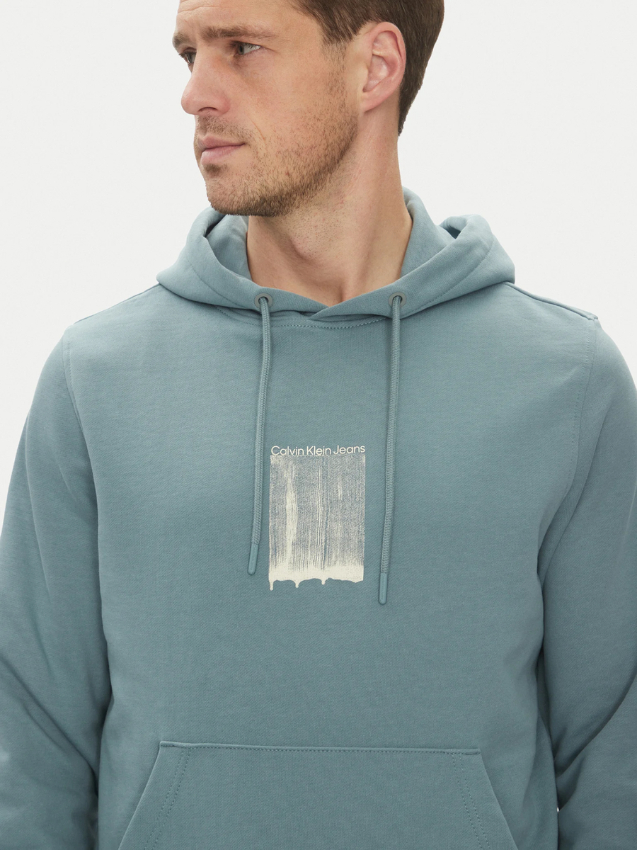 detail Calvin Klein pánska tyrkysová mikina