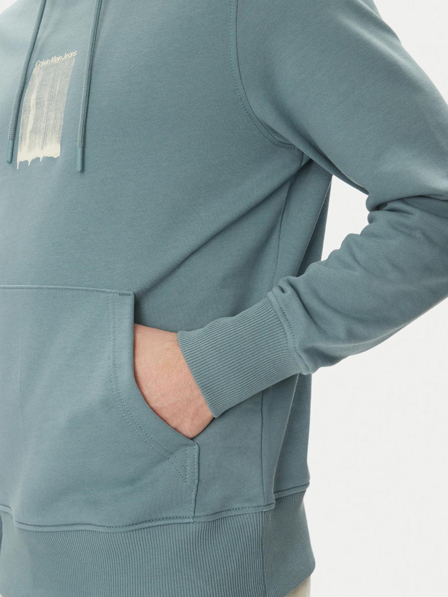 detail Calvin Klein pánska tyrkysová mikina