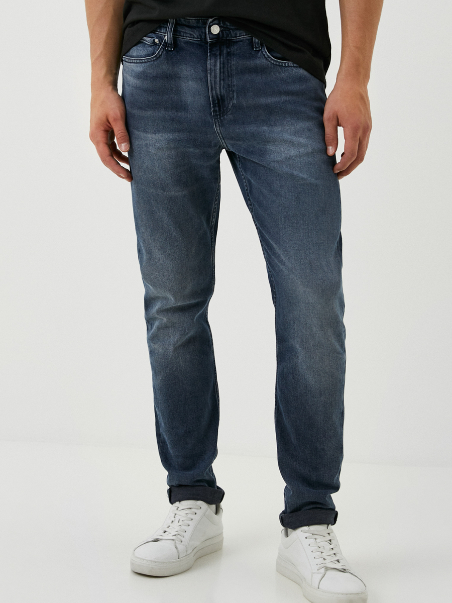 detail Calvin Klein pánske modré džínsy Slim Taper