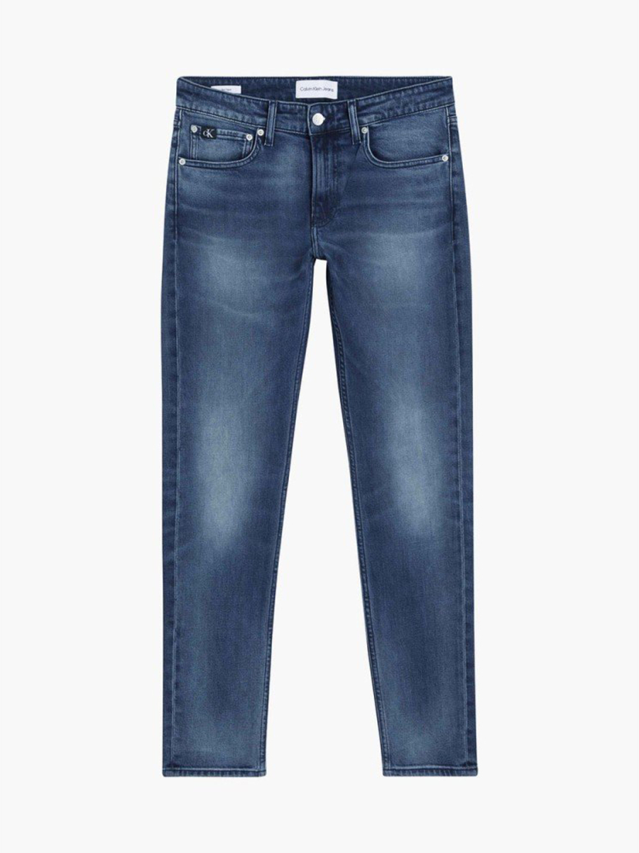 detail Calvin Klein pánske modré džínsy Slim Taper
