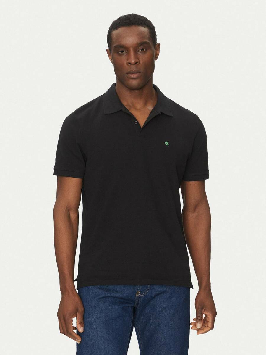 detail Calvin Klein pánske čierne polo tričko
