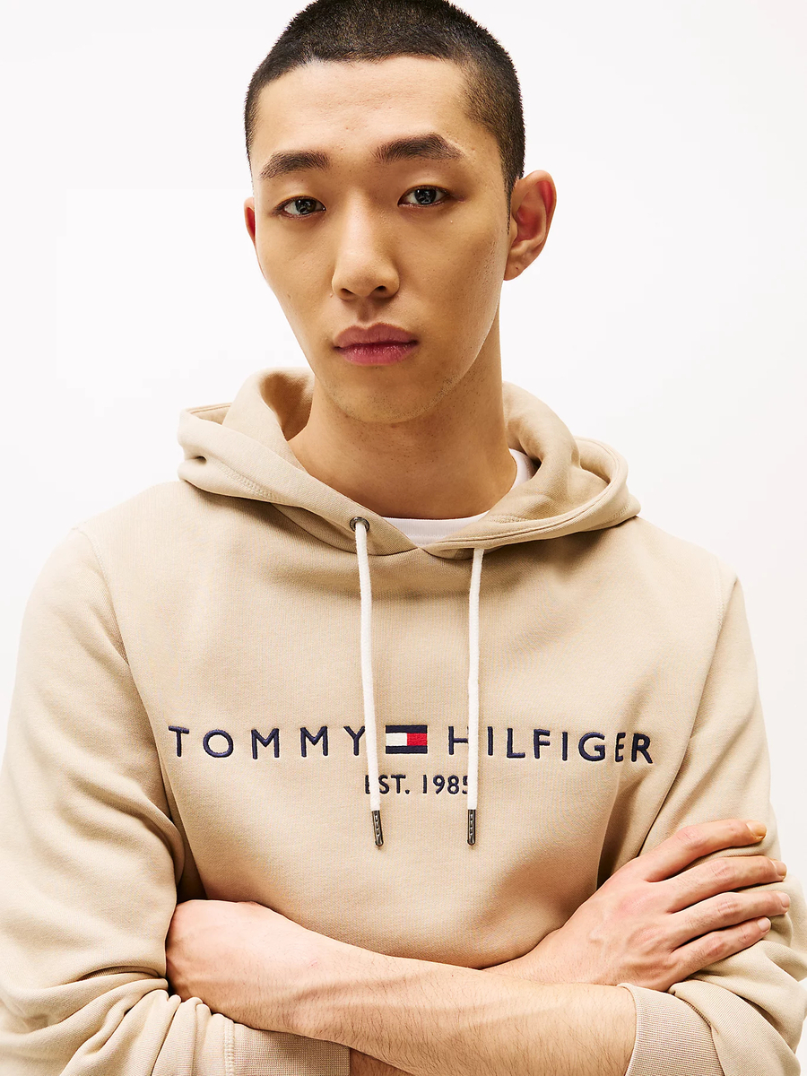 detail Tommy Hilfiger pánska béžová mikina Logo