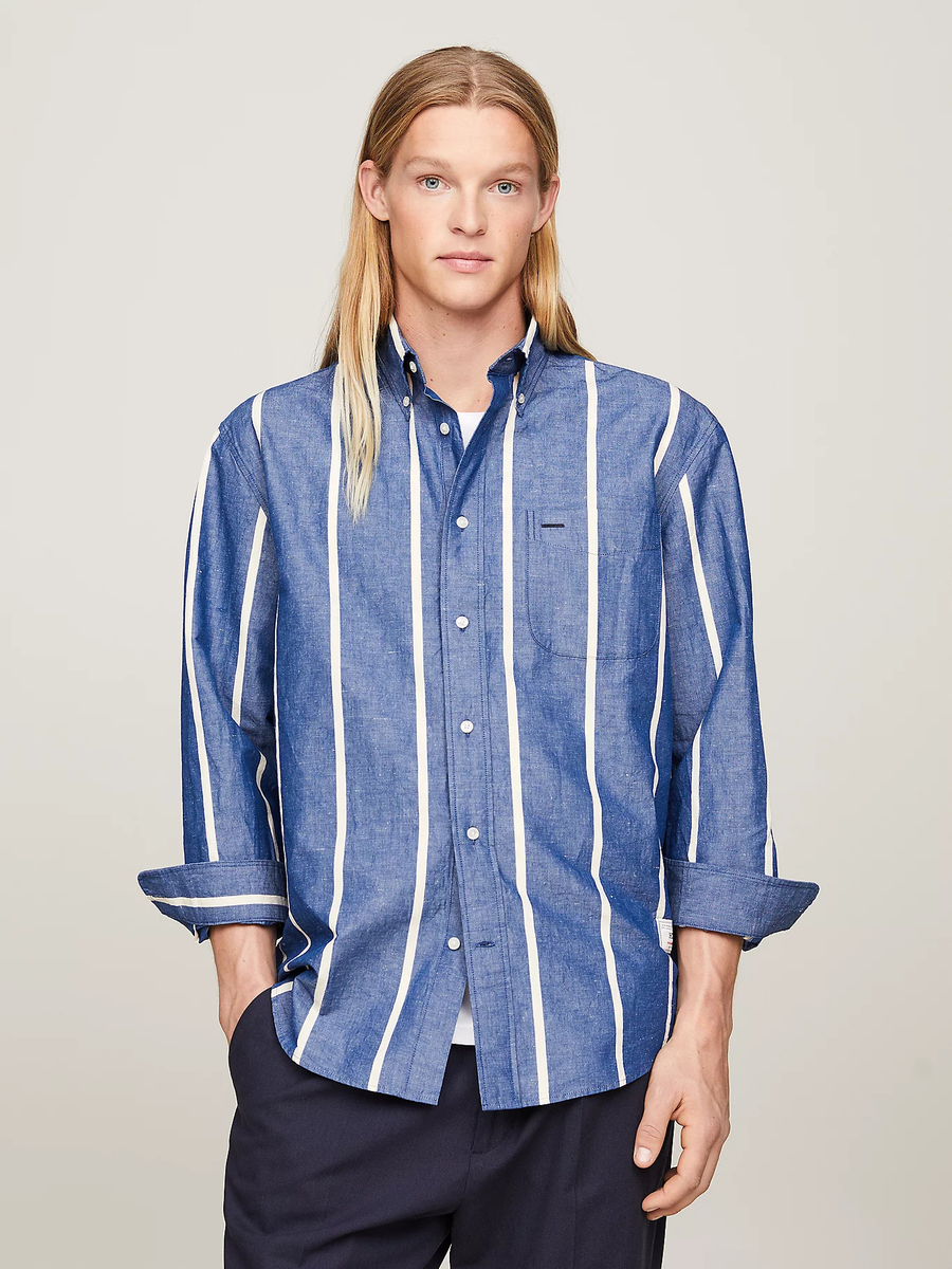 detail Tommy Hilfiger pánska modrá košeľa