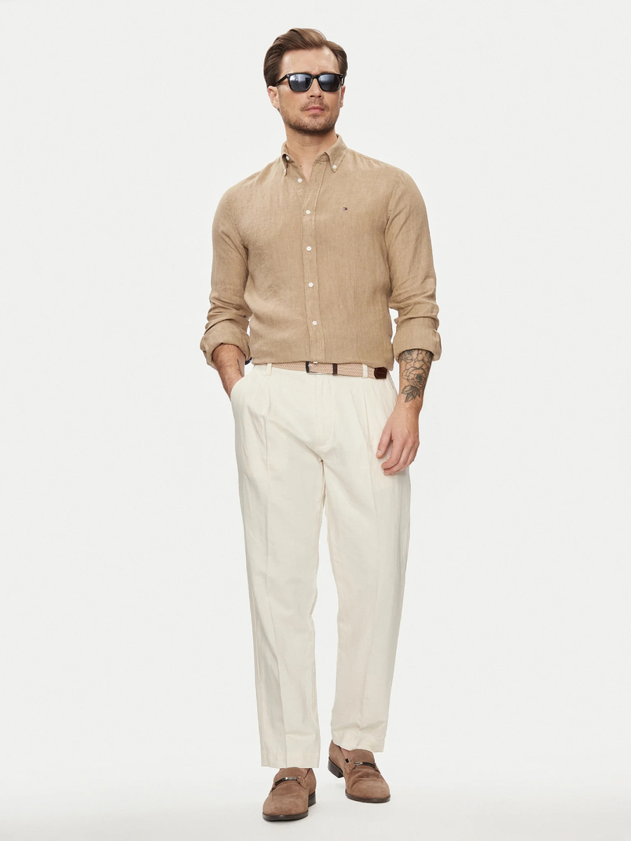 detail Tommy Hilfiger pánska béžová košeľa