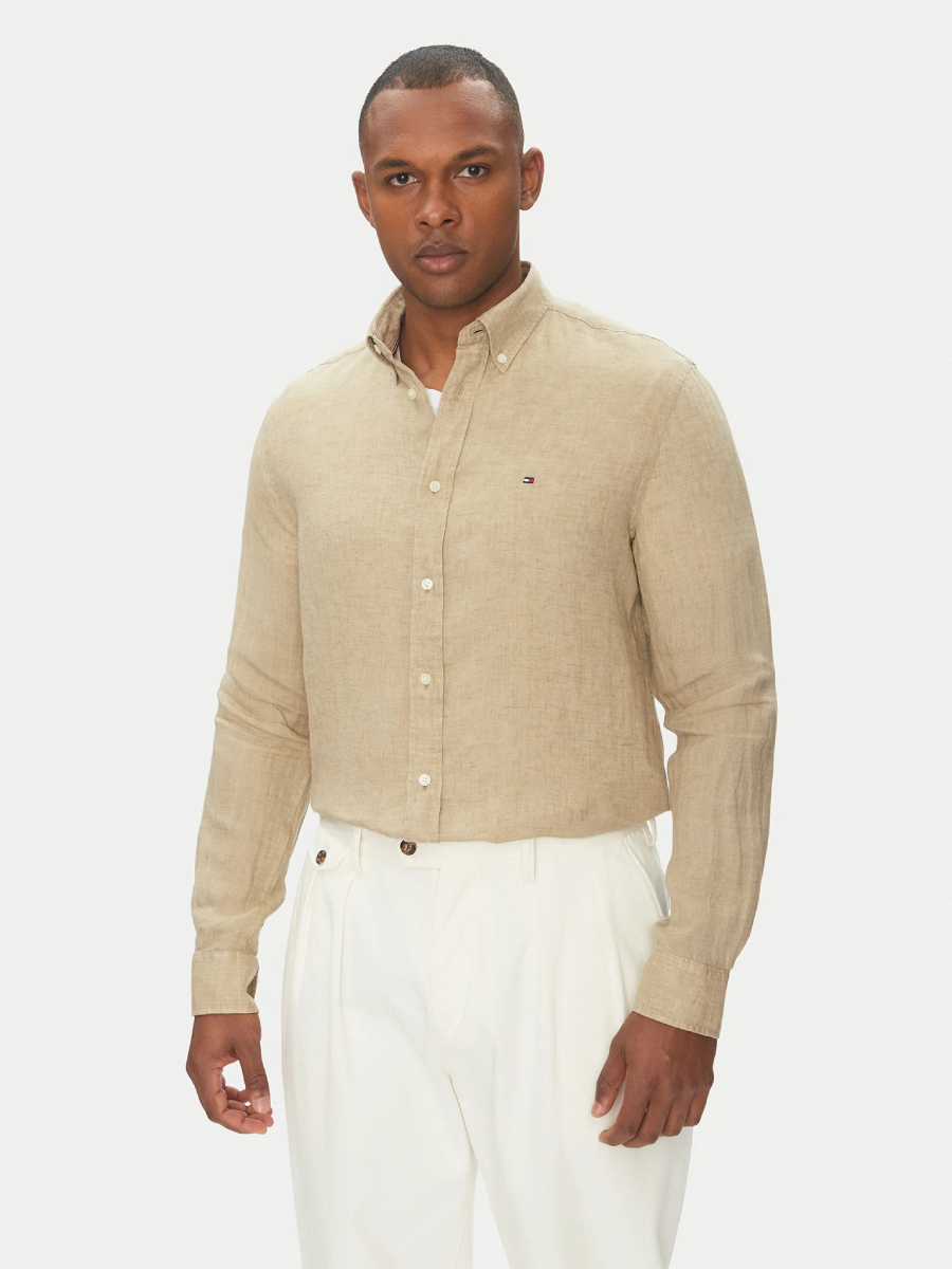 detail Tommy Hilfiger pánska béžová košeľa