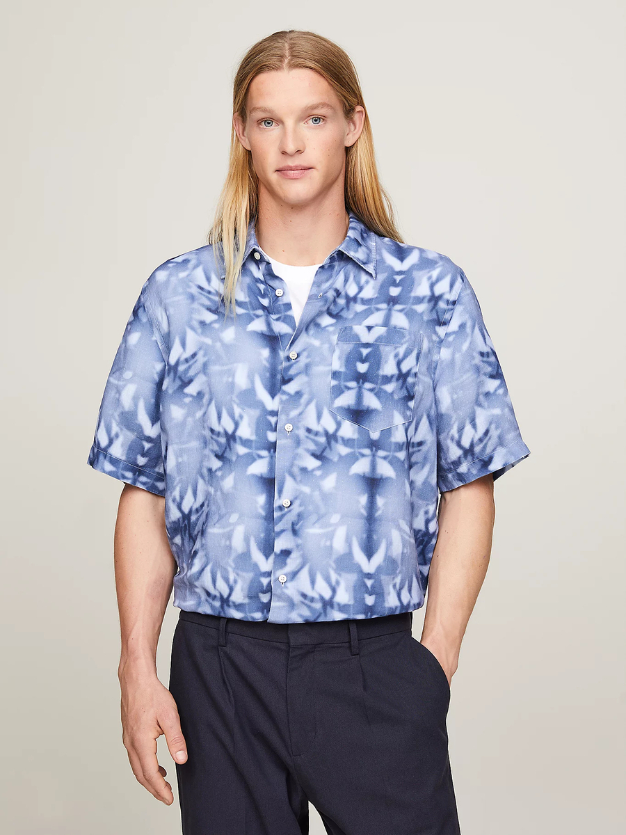 detail Tommy Hilfiger pánska ľanová košeľa s krátkym rukávom
