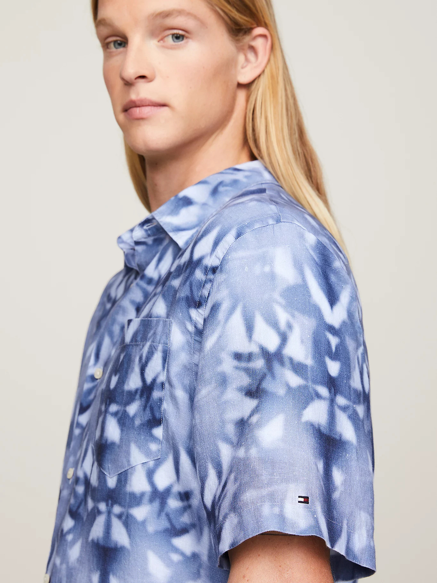 detail Tommy Hilfiger pánska ľanová košeľa s krátkym rukávom