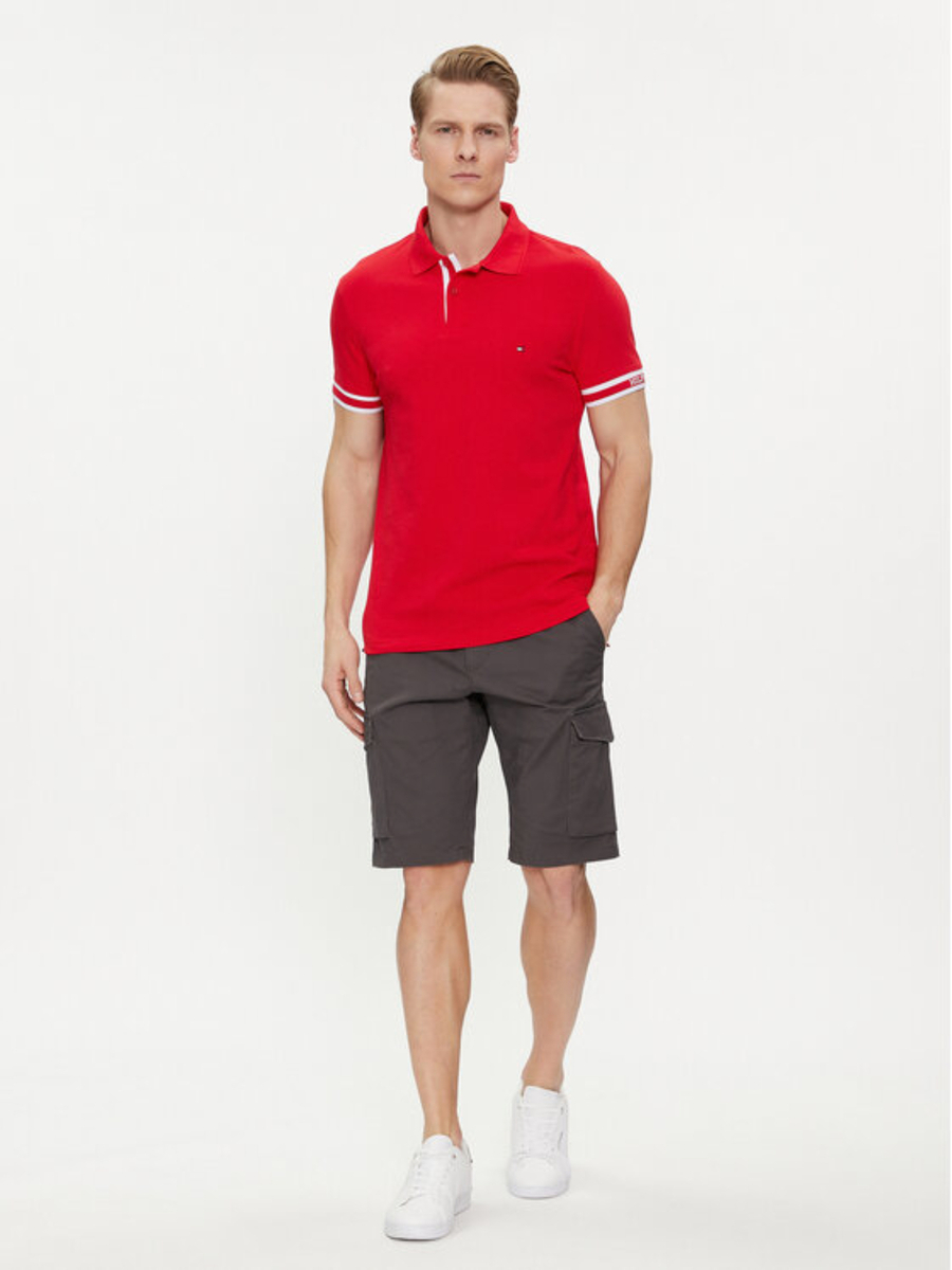 detail Tommy Hilfiger pánske červené polo tričko