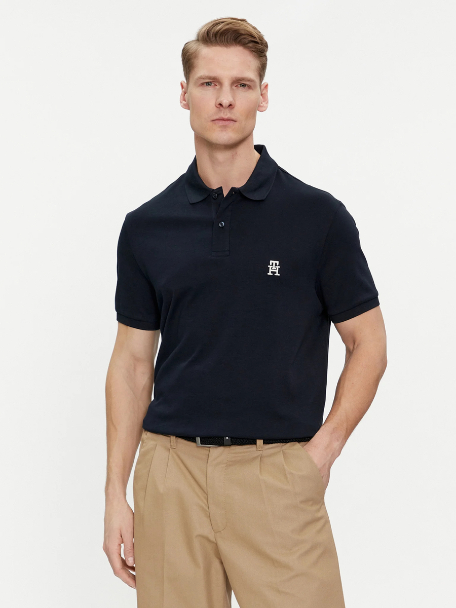 detail Tommy Hilfiger pánske modré polo tričko