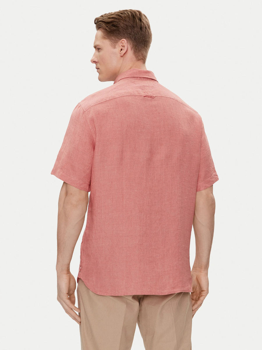 detail Tommy Hilfiger pánska ľanová ružová košeľa 