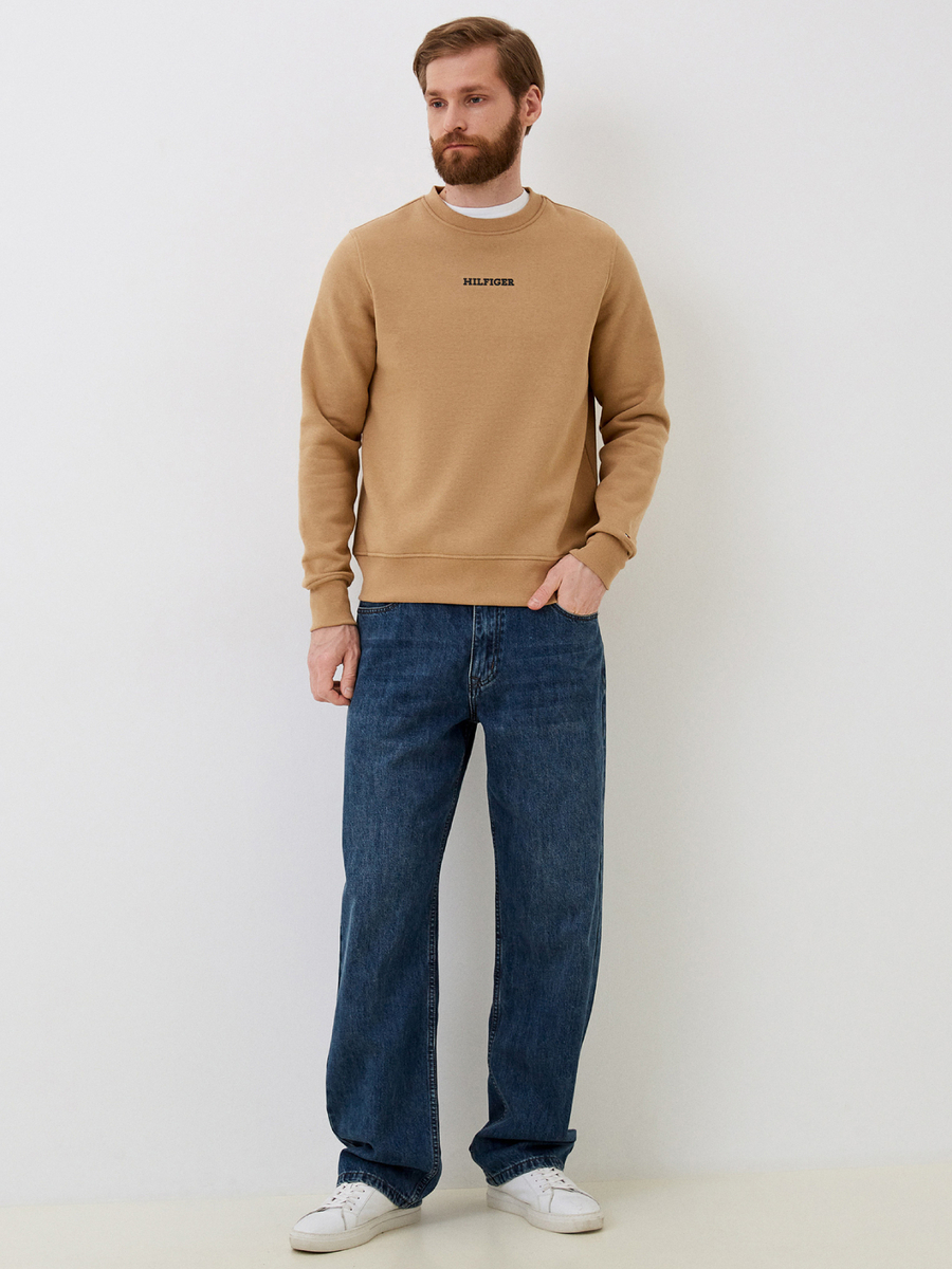 detail Tommy Hilfiger pánská béžová mikina