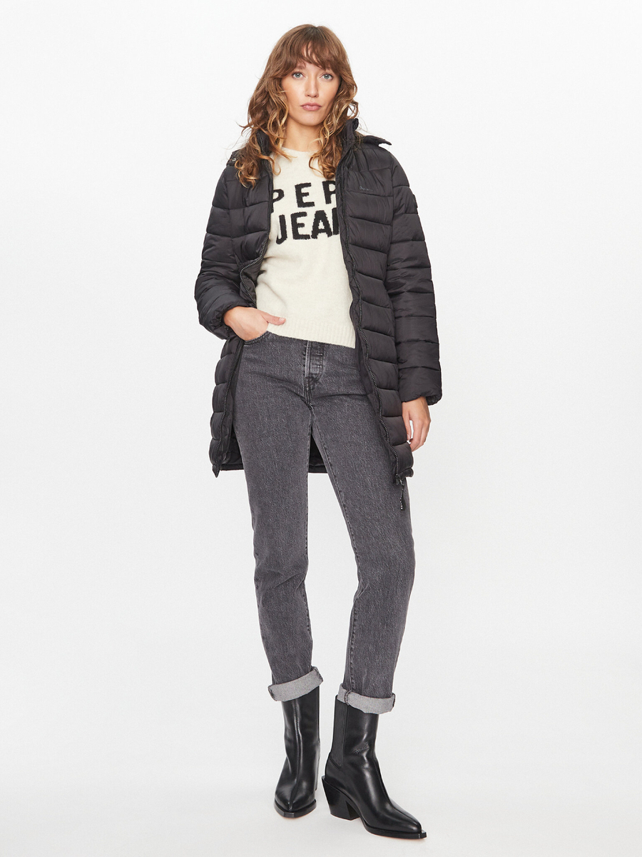 detail Pepe Jeans dámska čierna bunda