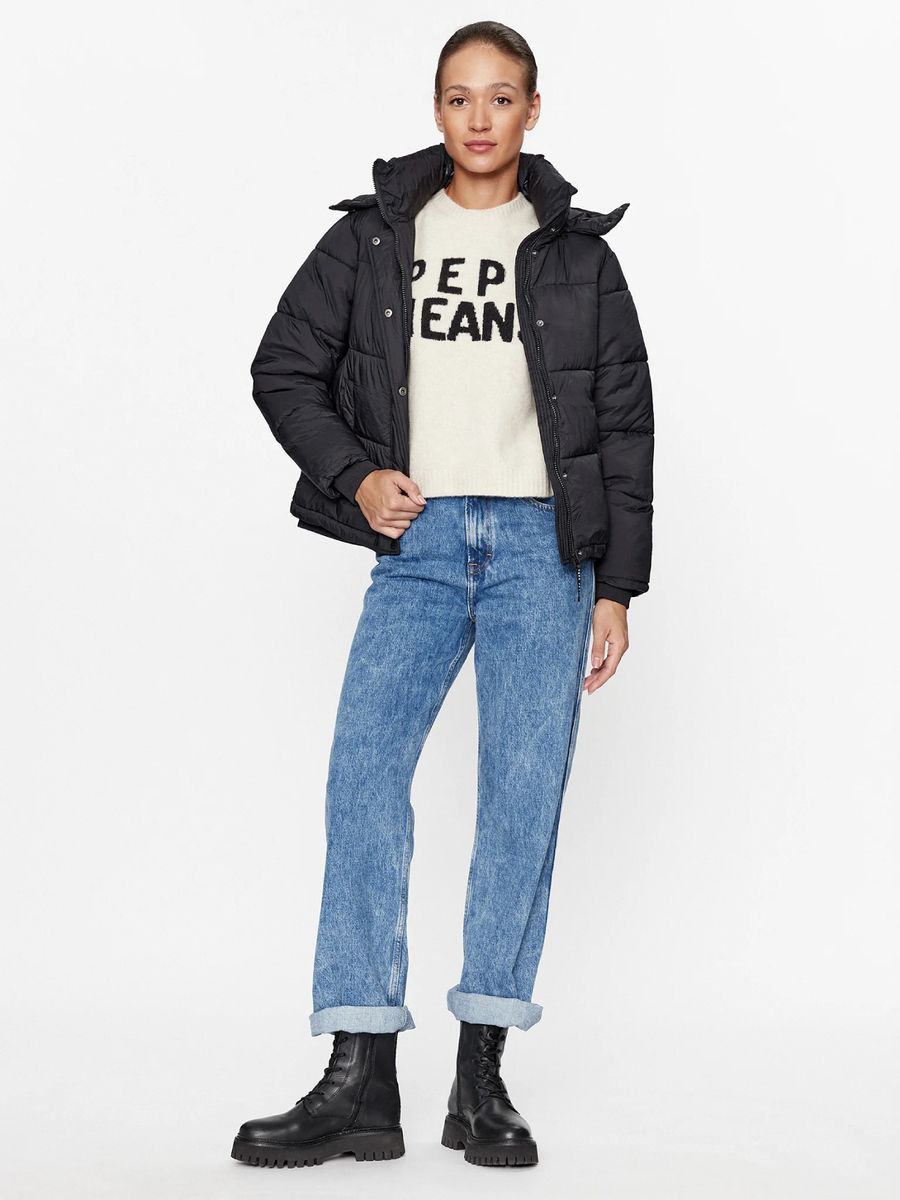 detail Pepe Jeans dámska čierna bunda 