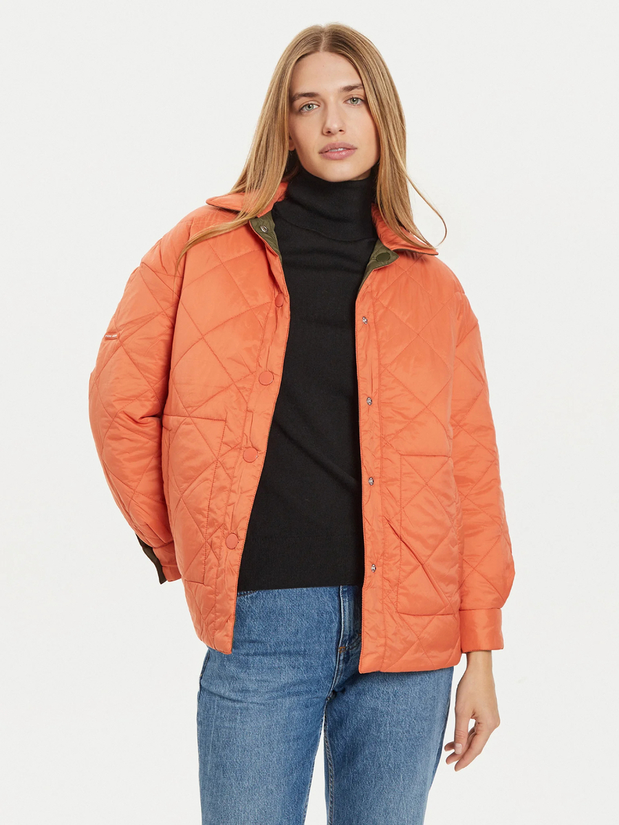 detail Pepe Jeans dámska zeleno oranžová bunda