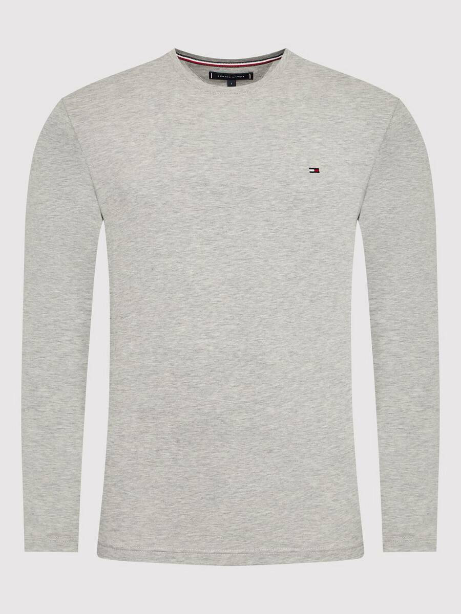 detail Tommy Hilfiger pánske šedé tričko s dlhým rukávom