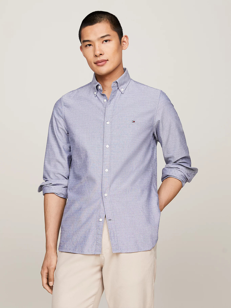 detail Tommy Hilfiger pánska šedá košeľa Oxford