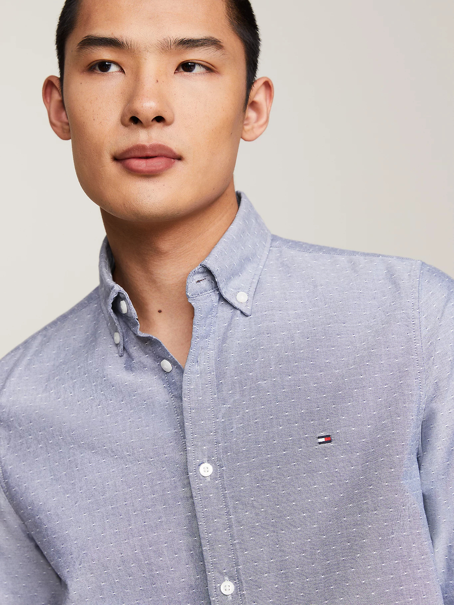 detail Tommy Hilfiger pánska šedá košeľa Oxford