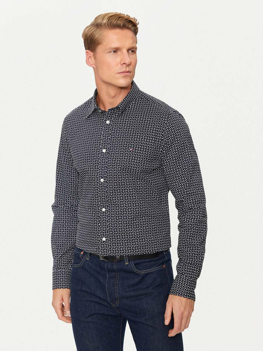 detail Tommy Hilfiger pánska modrá košeľa Poplin