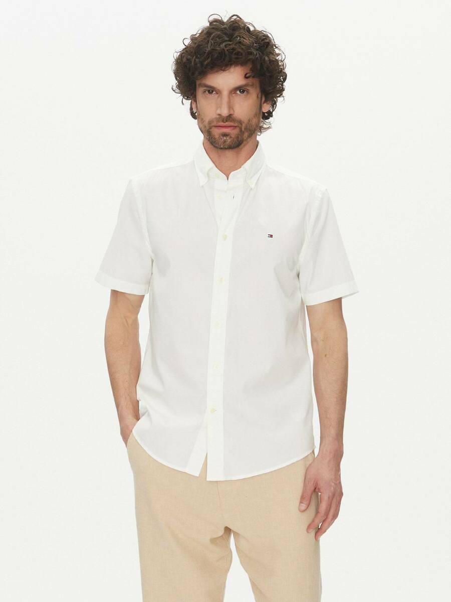 detail Tommy Hilfiger pánska biela košeľa Flex