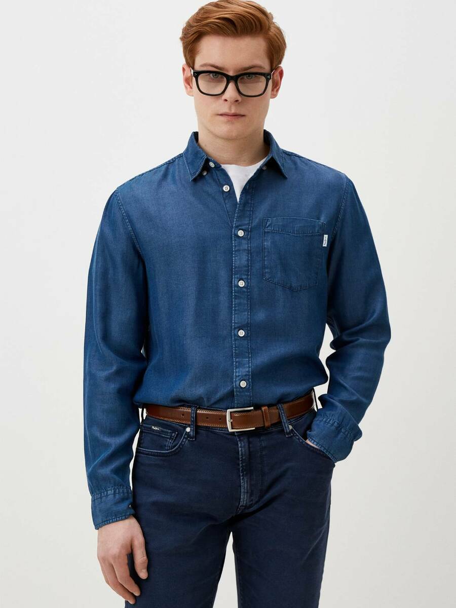detail Pepe Jeans pánska modrá košeľa Petri