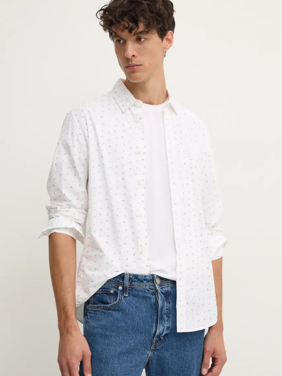 detail Pepe Jeans pánska biela košeľa Meir