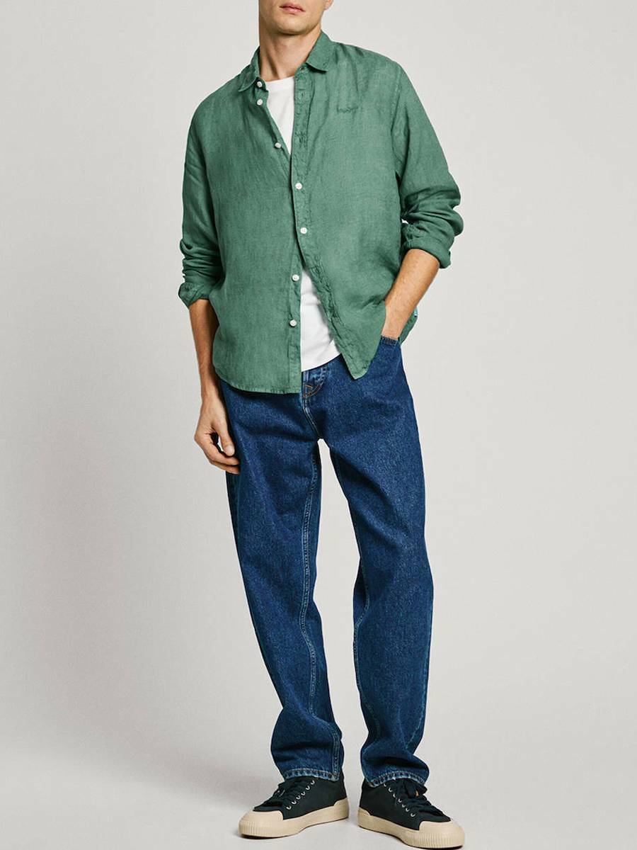 detail Pepe Jeans pánska zelená košeľa Arnau