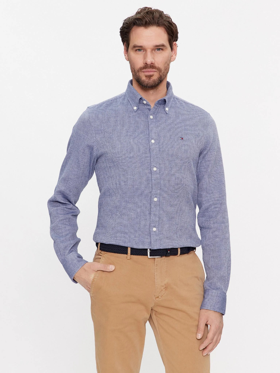 detail Tommy Hilfiger pánska modrá košeľa 