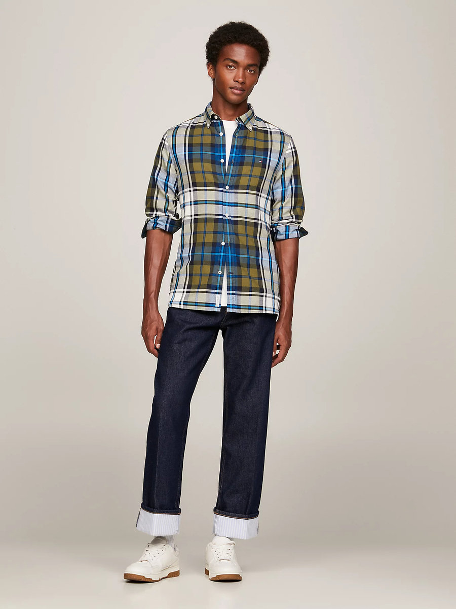 detail Tommy Hilfiger pánska zelená kockovaná košeľa