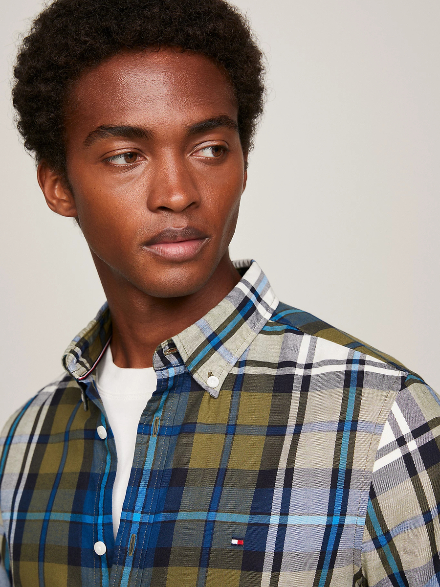 detail Tommy Hilfiger pánska zelená kockovaná košeľa