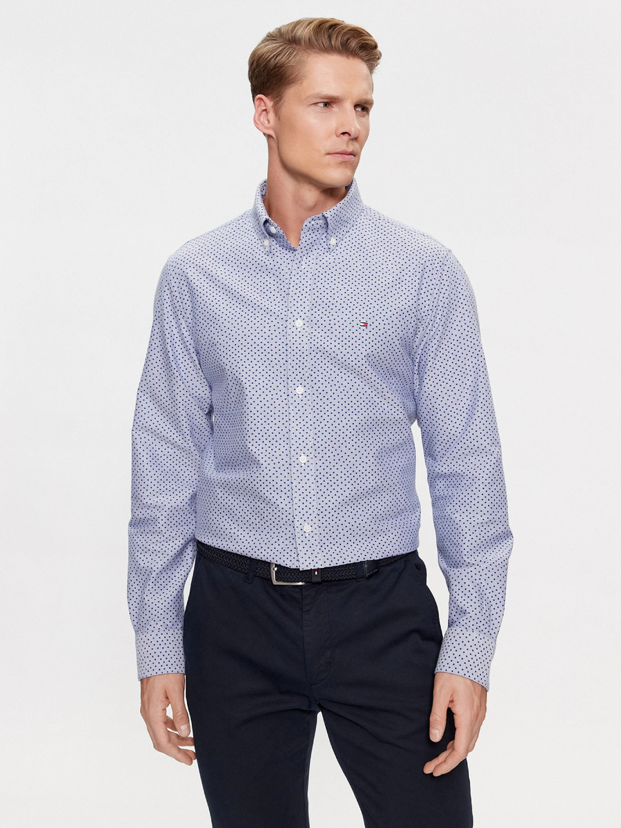 detail Tommy Hilfiger pánska modrá košeľa