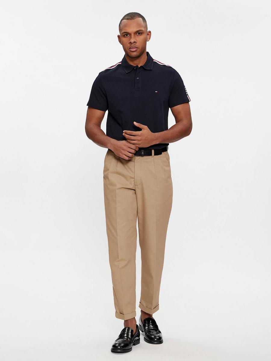detail Tommy Hilfiger pánske tmavo modré polo tričko Global