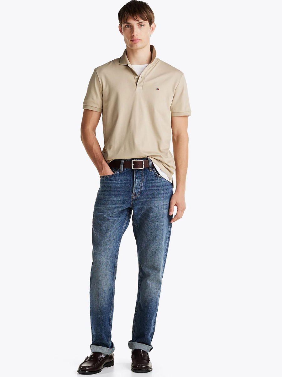 detail Tommy Hilfiger pánske béžové polo tričko