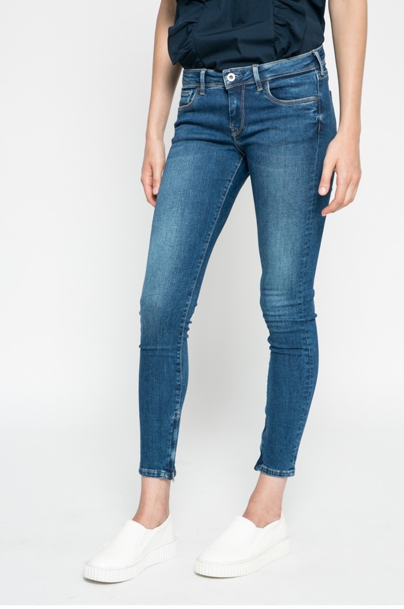detail Pepe Jeans dámske modré džínsy Cher