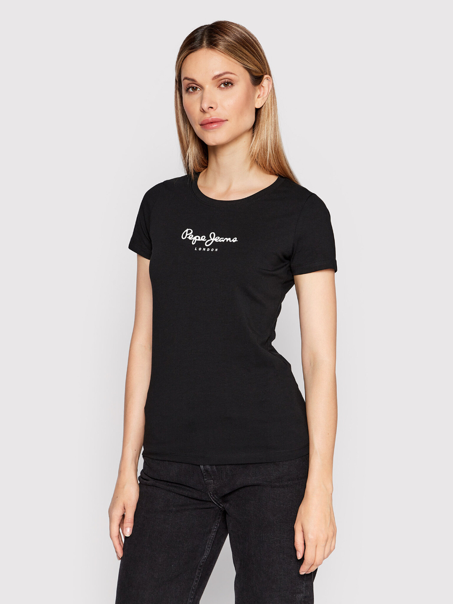 detail Pepe Jeans dámske čierne tričko NEW VIRGINIA
