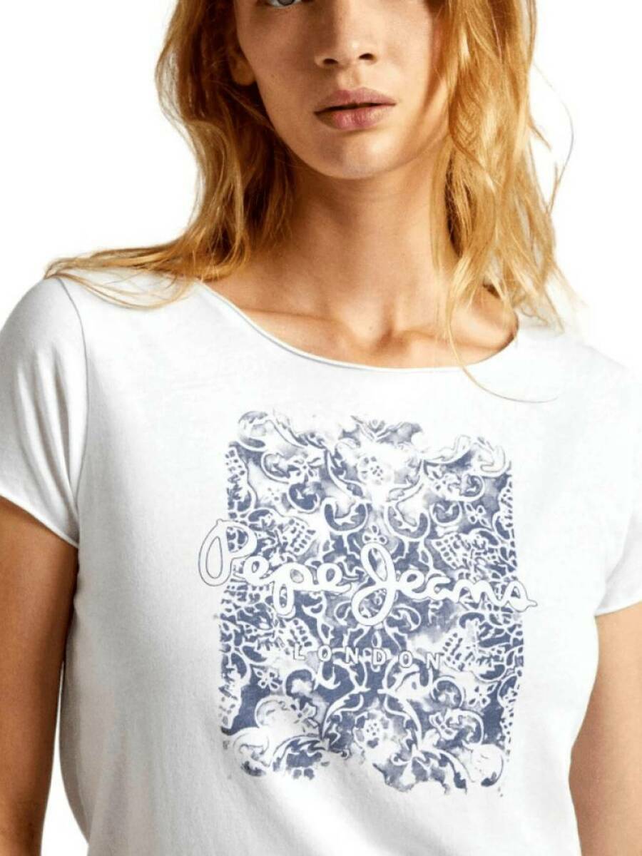 detail Pepe Jeans dámske biele tričko Jury