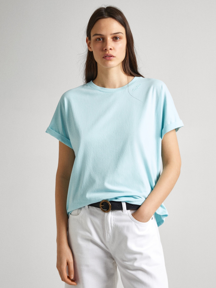 detail Pepe Jeans dámske tyrkysové tričko Liu