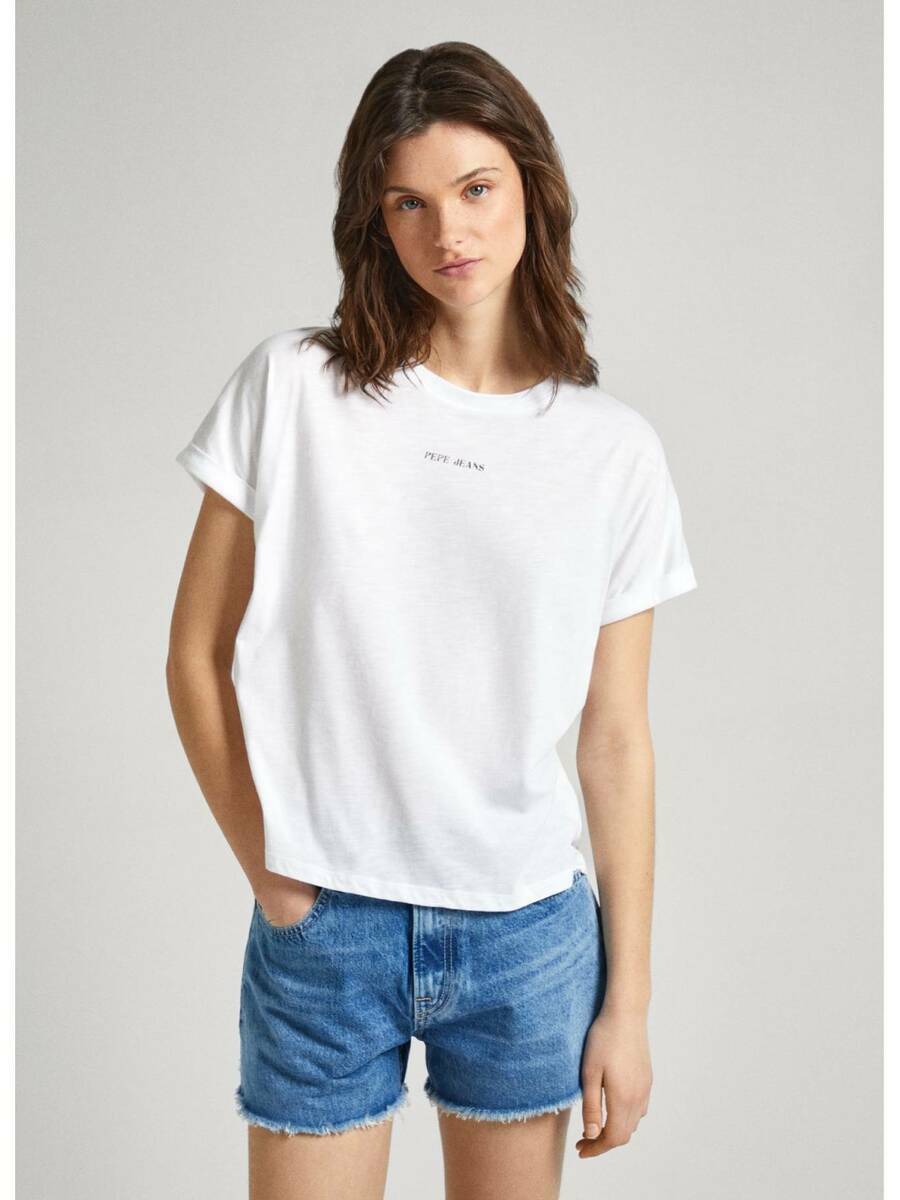 detail Pepe Jeans dámske biele tričko Keyra
